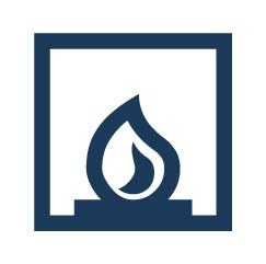 Blue flame icon inside a square border.