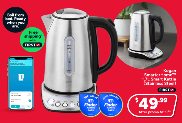 Kogan SmarterHome™ 1.7L Smart Kettle (Stainless Steel)
