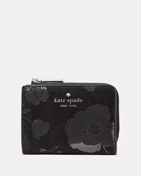 Floral Suede Small L-zip Wallet