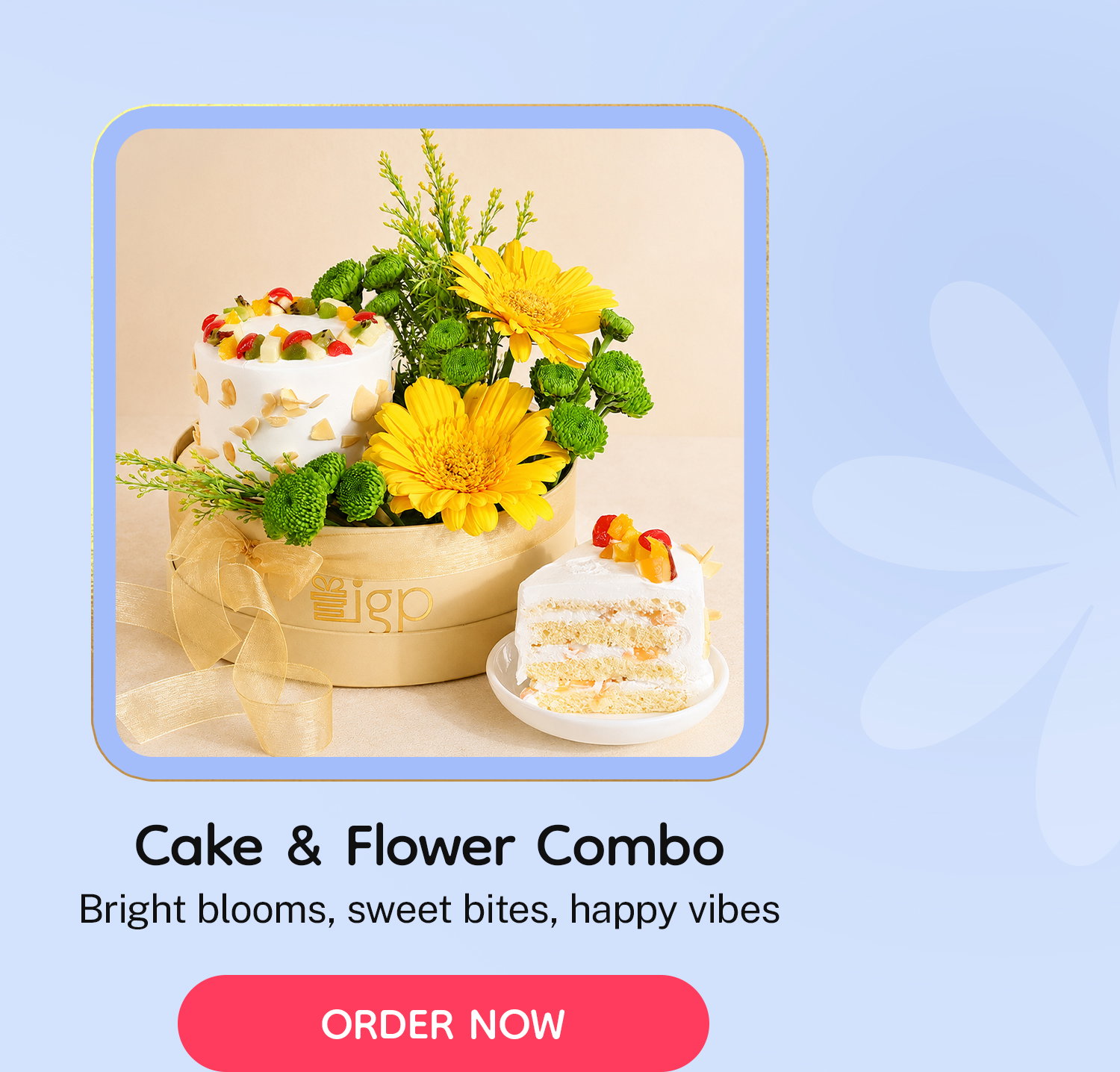 Cake & Flowers Combo