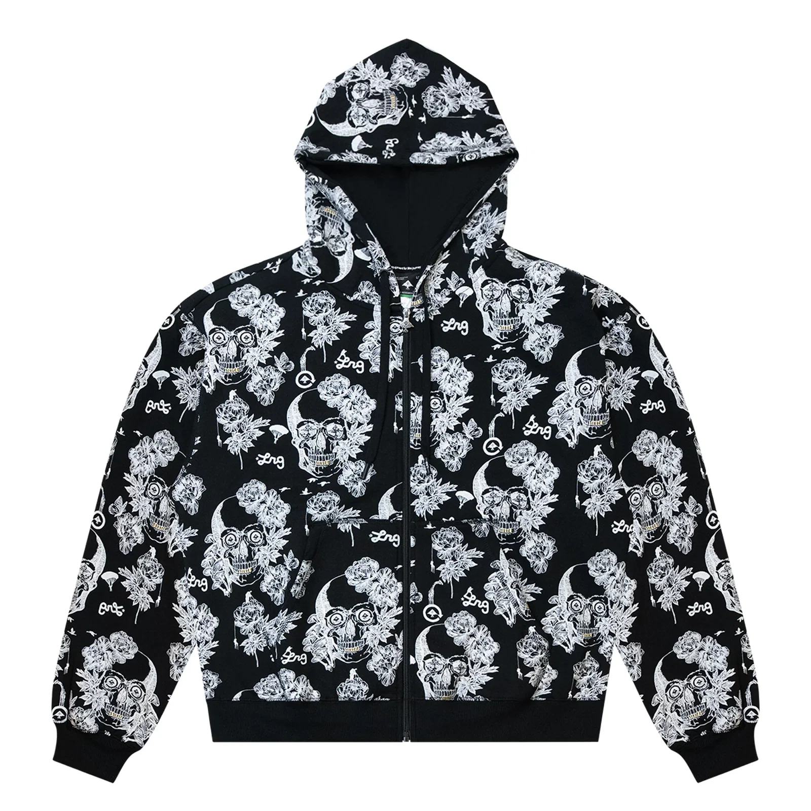 Image of SKULL UTOPIA ZIP SWEATSHIRT - BLACK