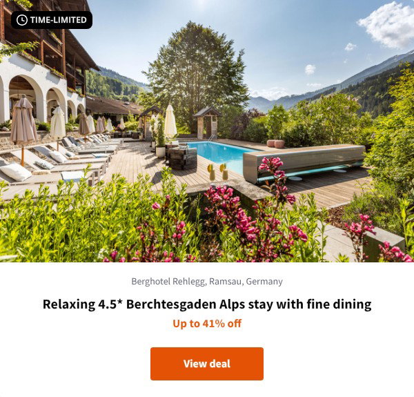 Relaxing 4.5* Berchtesgaden Alps stay with fine dining