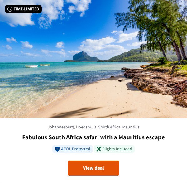 Fabulous South Africa safari with a Mauritius escape