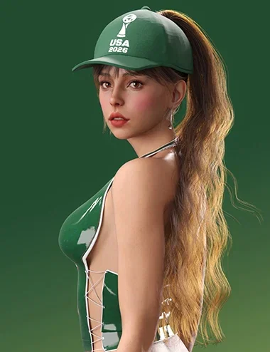 dForce High Wavy Ponytail Hair for Genesis 9