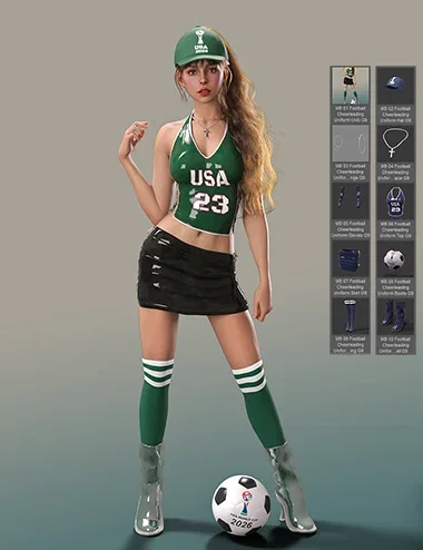 dForce MB Football Cheerleading Uniform for Genesis 9 Feminine