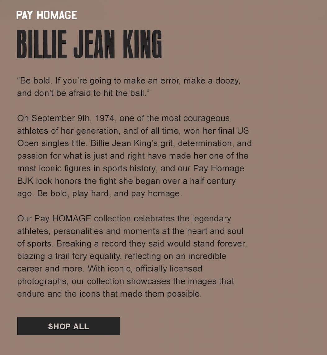 Billie Jean King Pay Homage
