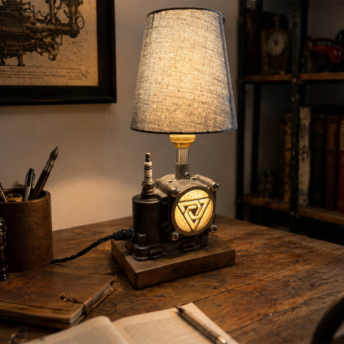 Repurposed Automotive Throttle Body Steampunk Table Lamp