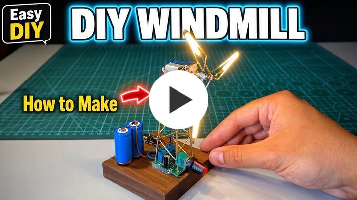 DIY Metal Industrial-Style Windmill Lamp Model Kit - Rotatable Creative Desktop Lamp