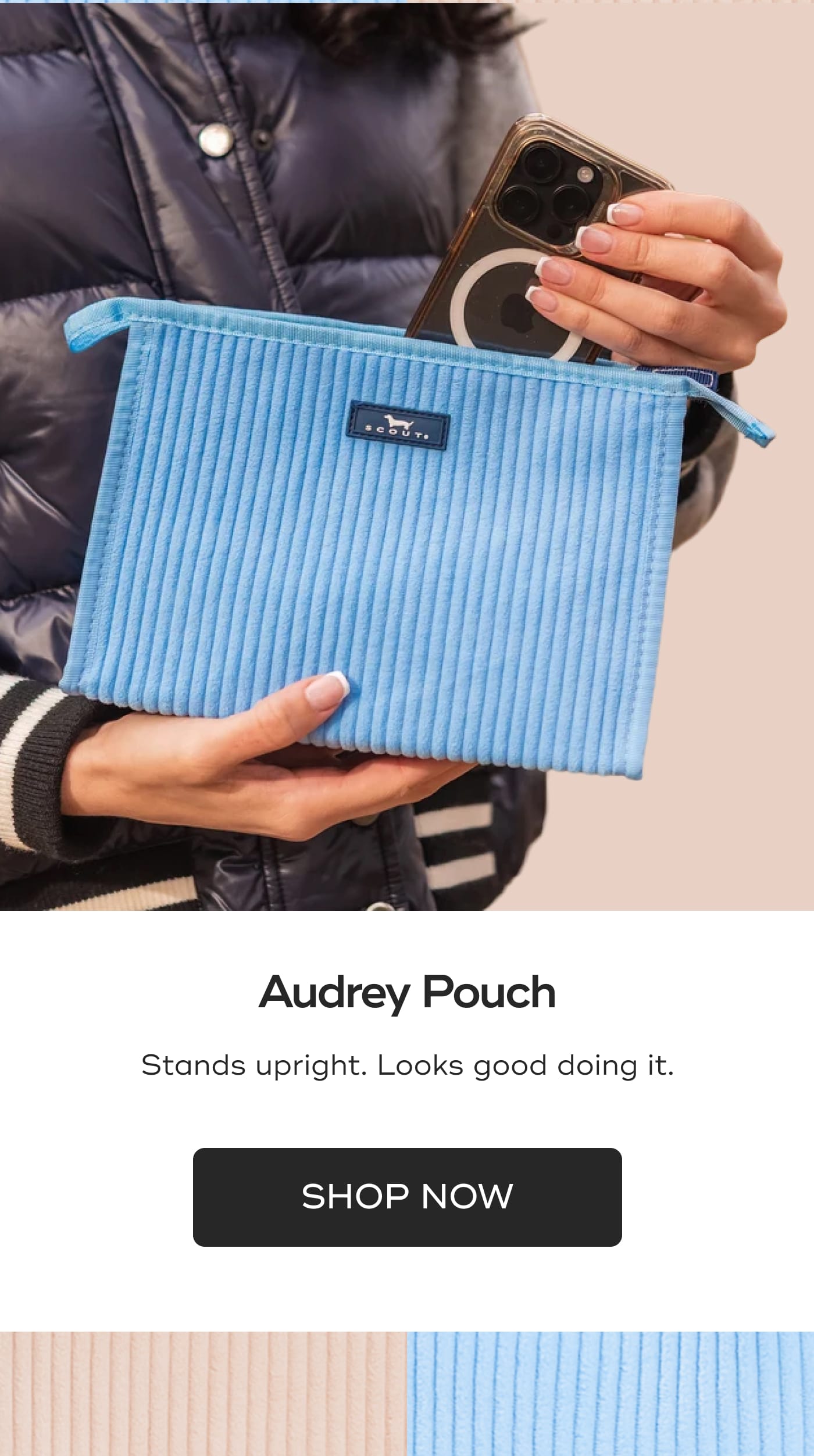 Audrey Pouch. Stands upright. Looks good doing it. SHOP NOW
