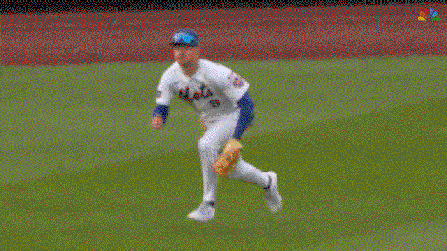 An animated gif of A.J. Ewing making a diving catch