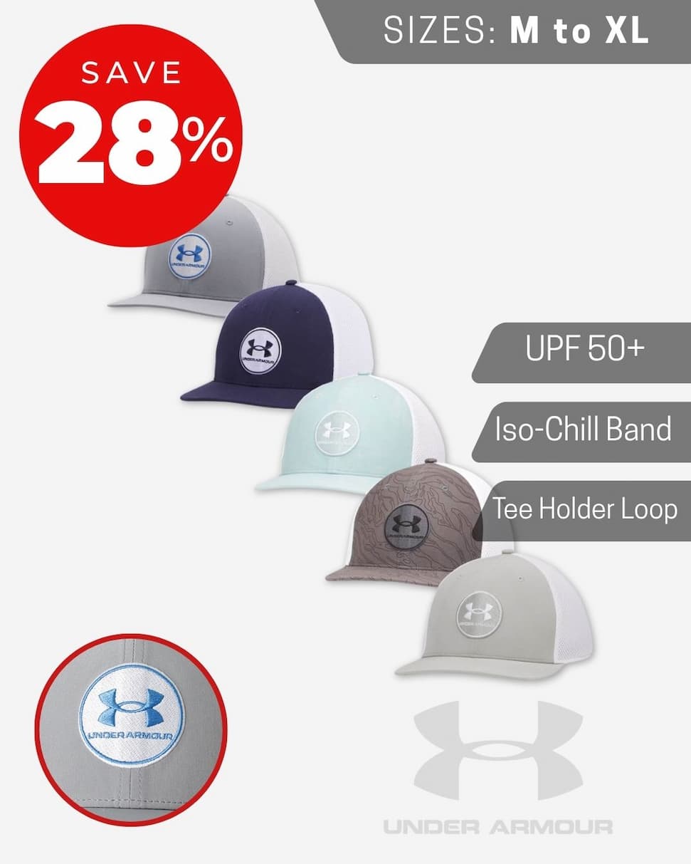 Under Armour Mens UA Drive Mid Iso-Chill Breathable Stretch Golf Cap