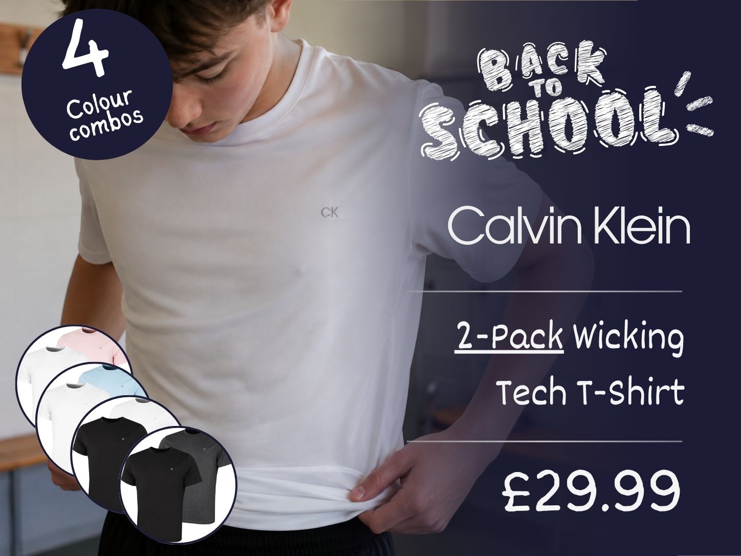 Calvin Klein Mens 2026 2 Pack Lightweight Wicking Performance Tech T-Shirt