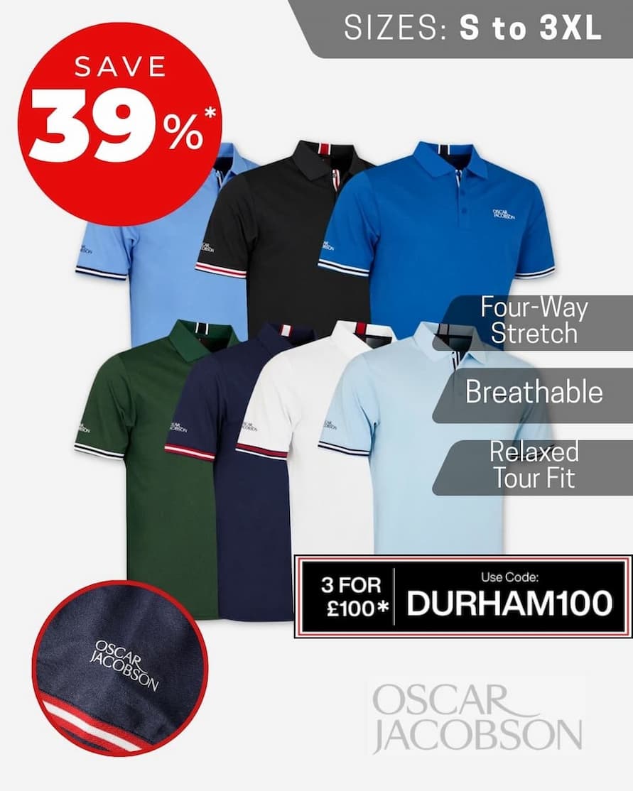 Oscar Jacobson Mens 2026 Durham Tour 4 Way Stretch Golf Polo Shirt
