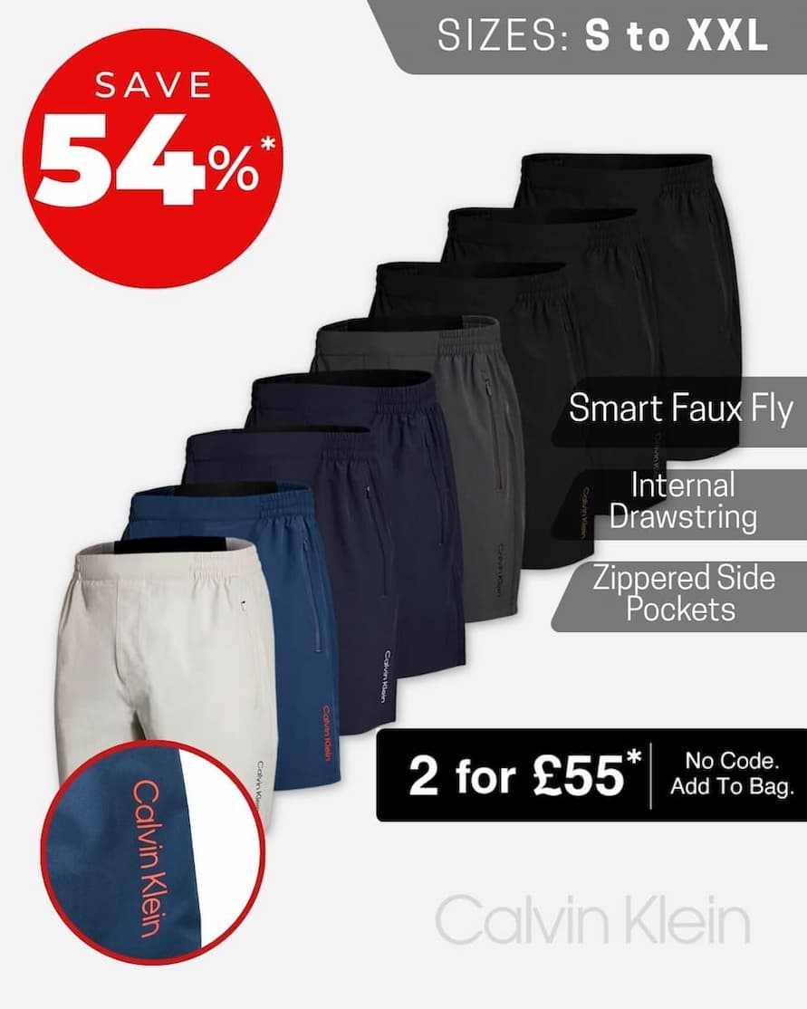 Calvin Klein Mens 2026 Versa Lightweight Technical Holiday Sports Shorts