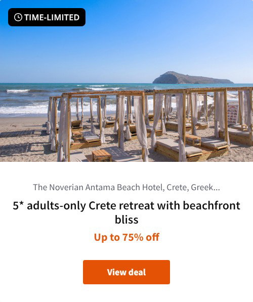 5* adults-only Crete retreat with beachfront bliss