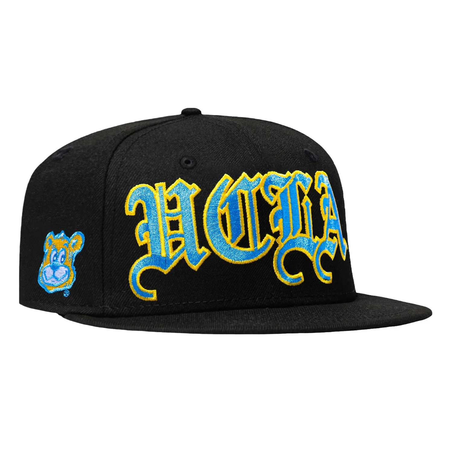 Image of New Era 59Fifty UCLA Bruins Logo Patch Old English Hat - Black, Light Blue, Gold