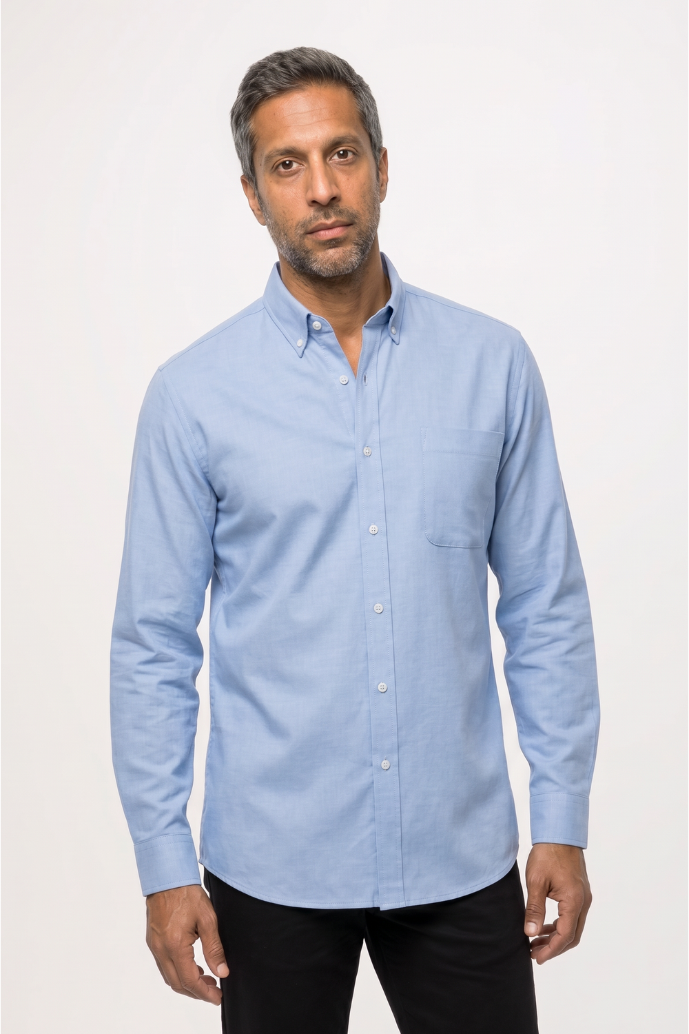 Image of Disley Men's Bruff Oxford Long Sleeve Shirt, Blue