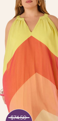 V Neck Colorblock Maxi Dress