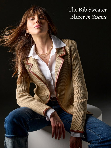 Contrast Trim Rib Sweater Blazer