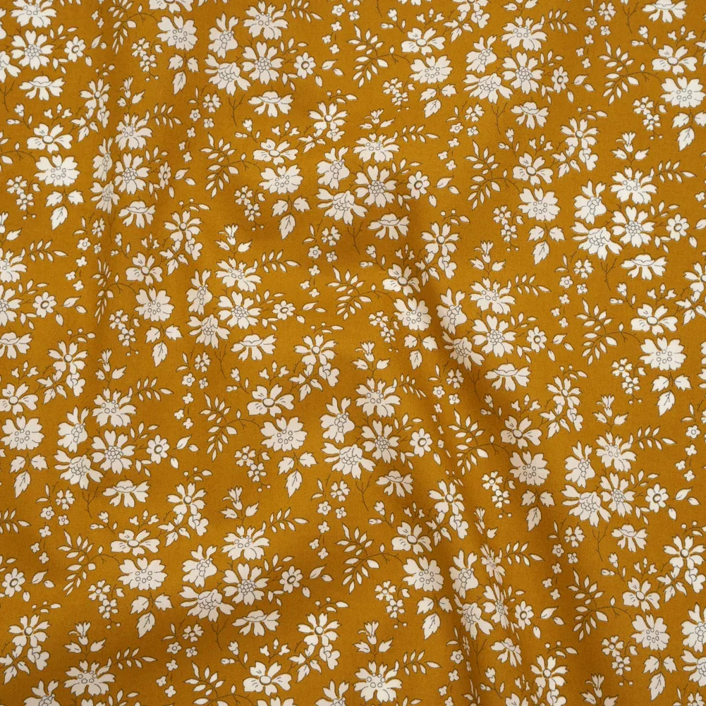 Image of Liberty Fabrics Tana Lawn® - Capel Yellow - Yellow Ochre and White Outlined Florals