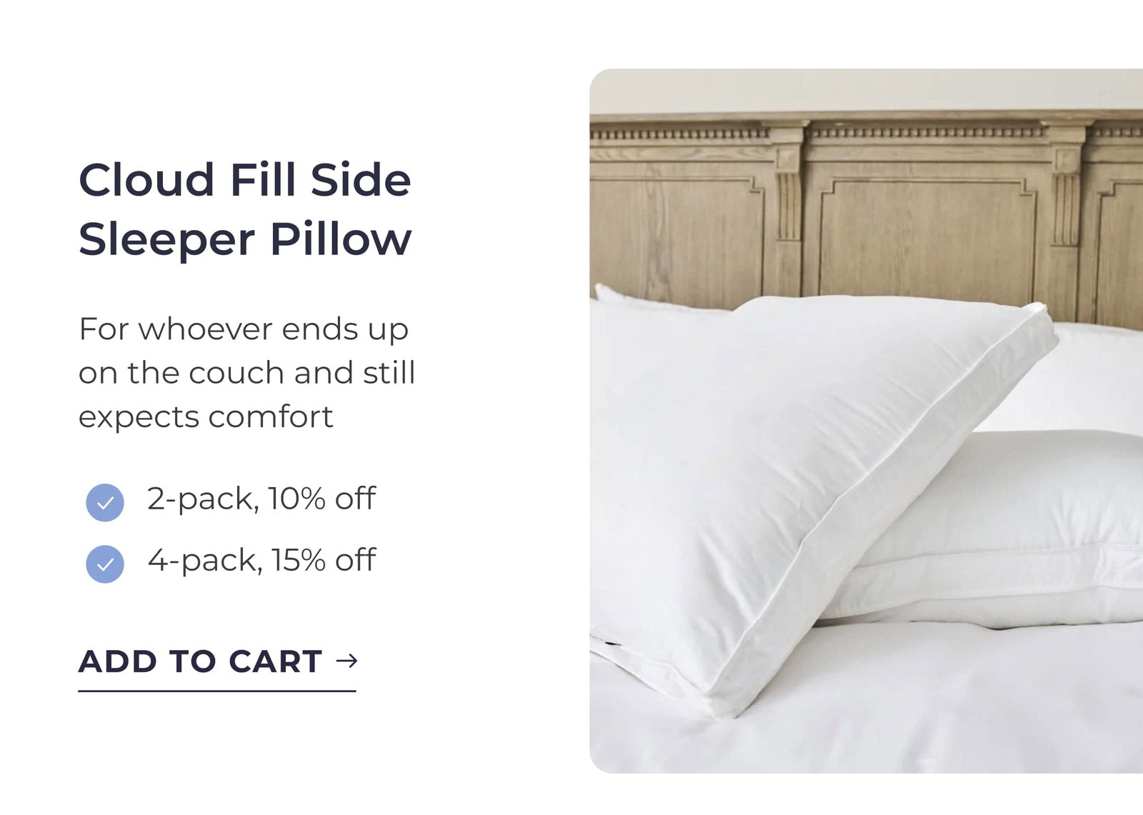 Cloud fill side sleeper pillow
