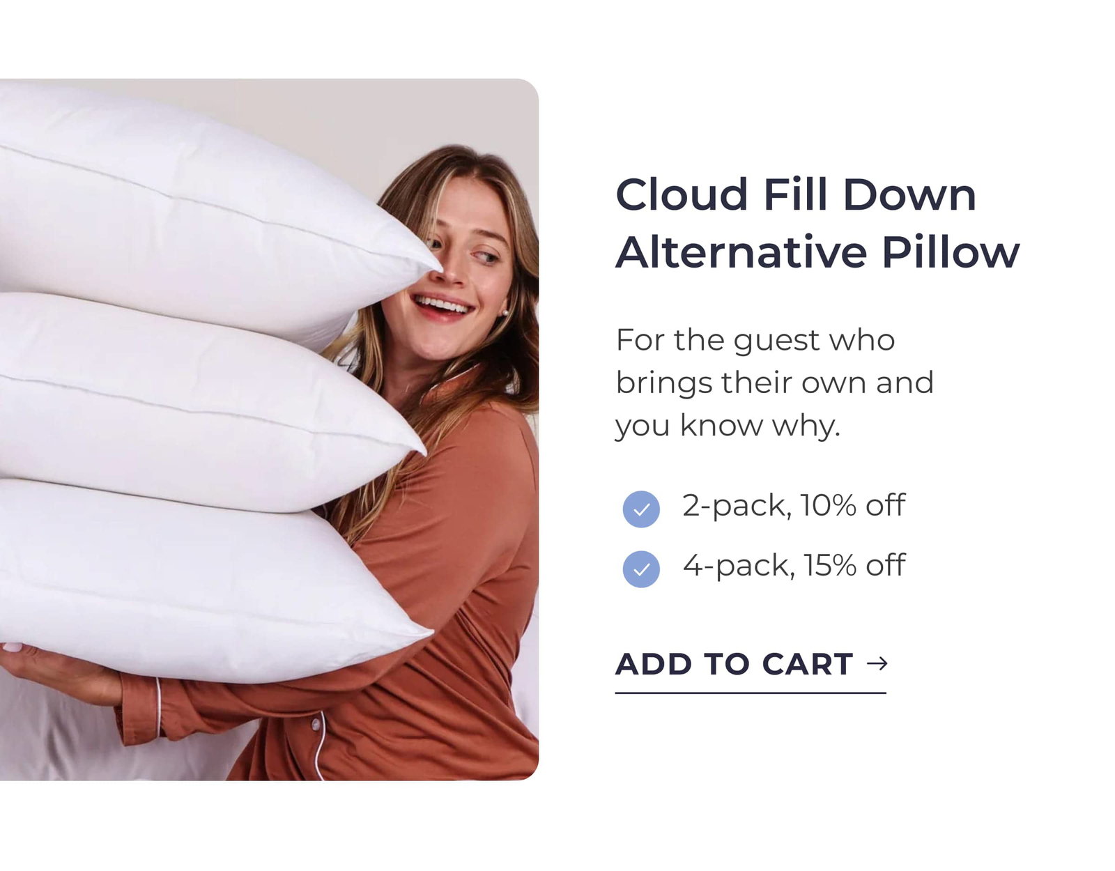 Cloud fill down alternative pillow
