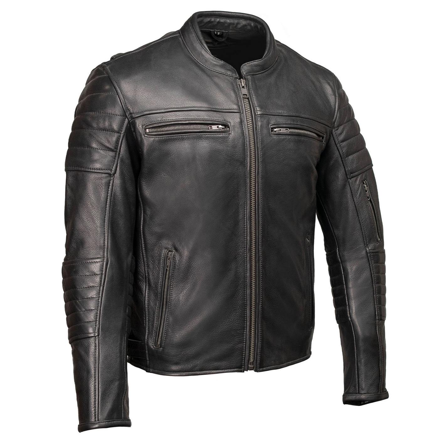 Image of MMCC Men's Contender Black Leather Motorcycle Jacket - MMC10001