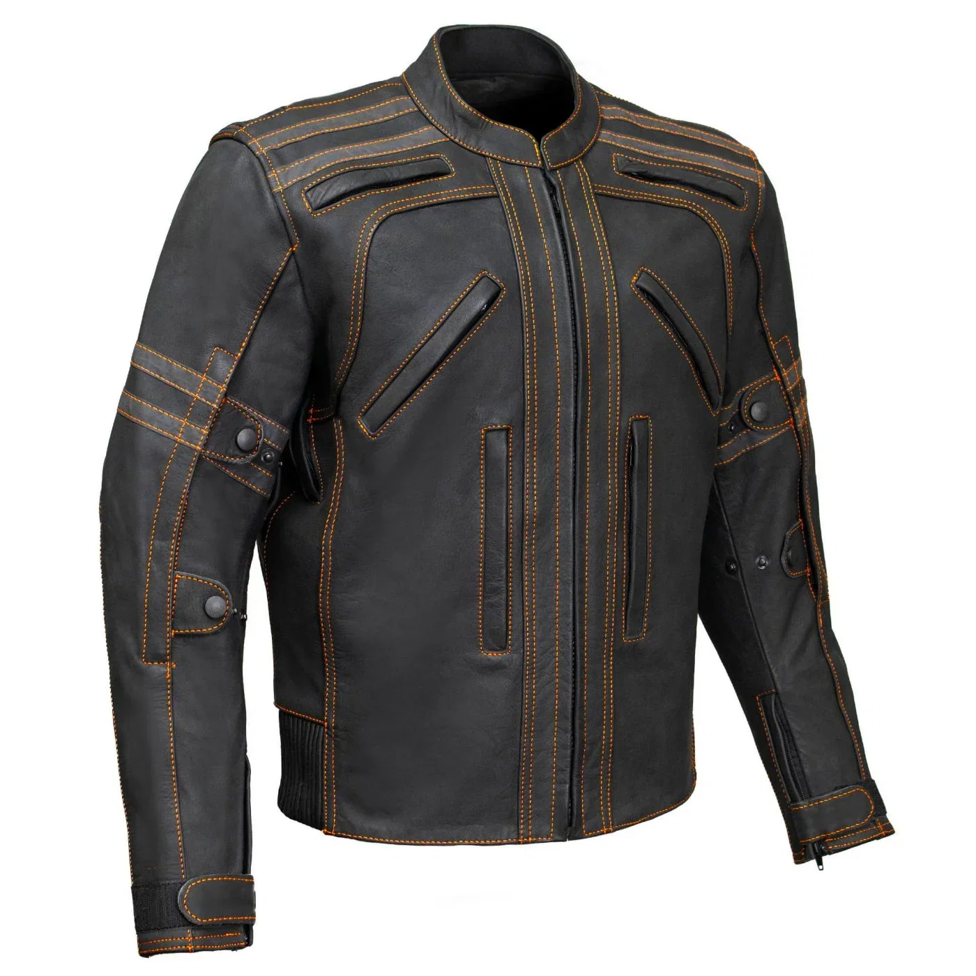 Image of Milwaukee Leather Men's Matte Black 'Street' CE Armored Motorcycle Vented Jacket - Reflective - LKM17012