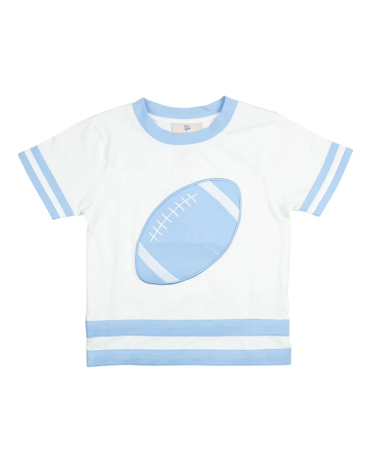 Image of Go! Fight! Win! Baby Blue Football Appliqué Shirt