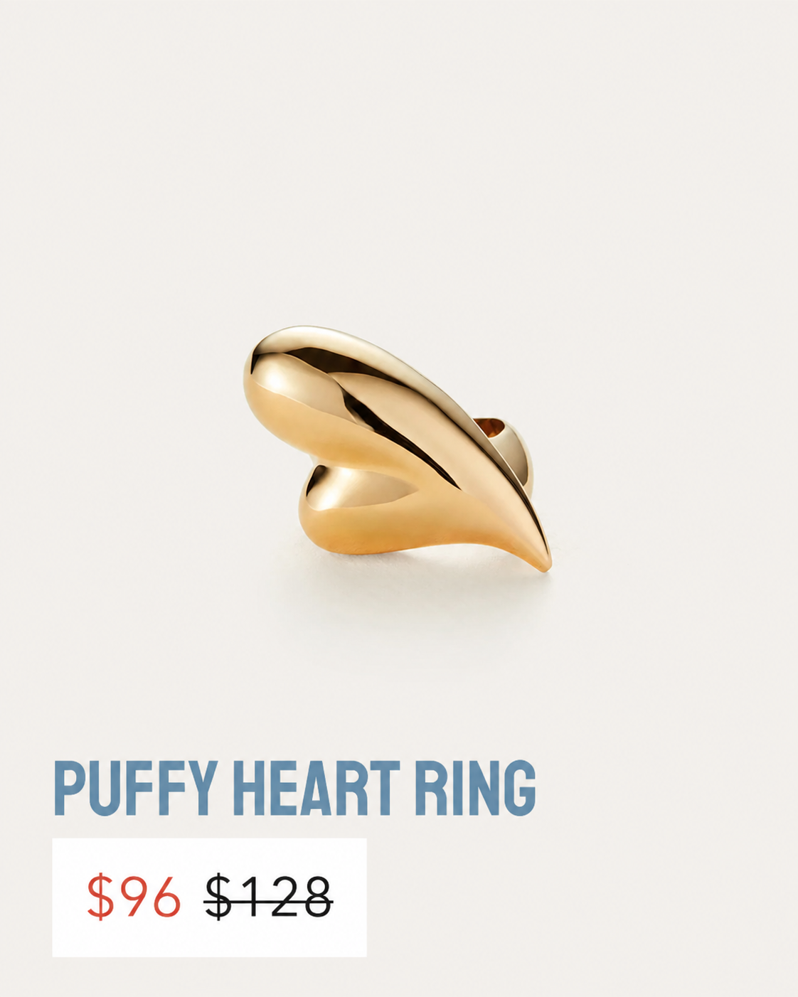 puffy heart ring gold