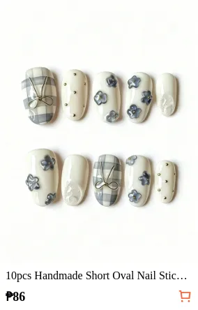 10pcs Handmade Short Oval Nail...