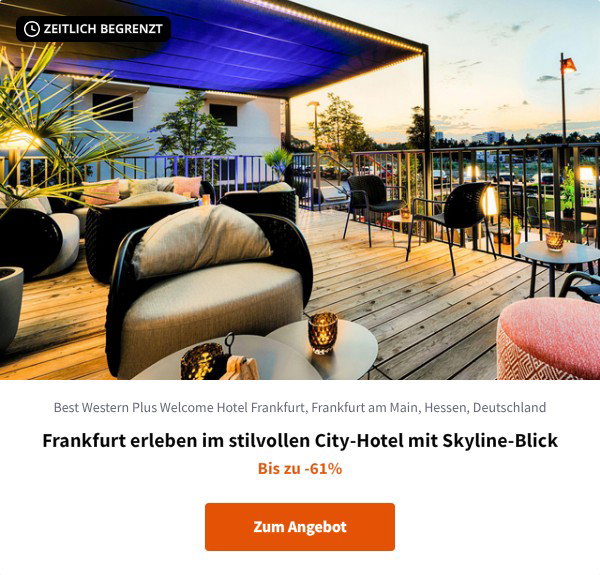 Frankfurt erleben im stilvollen City-Hotel mit Skyline-Blick