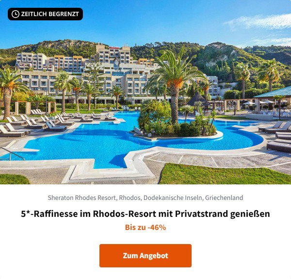 5*-Raffinesse im Rhodos-Resort mit Privatstrand genießen