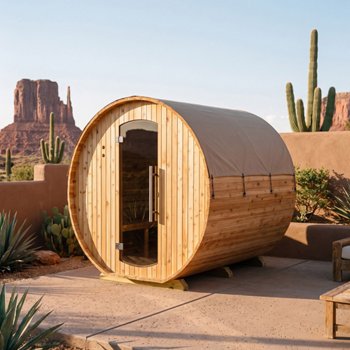 Almost Heaven Saunas Ripley 4-6 Person Outdoor Barrel Sauna With Remote Wi-Fi Heating