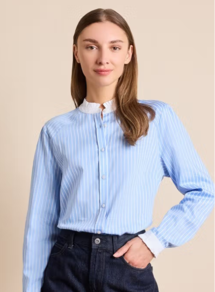 Fitted Blue & White Bengal Stripe Shirt