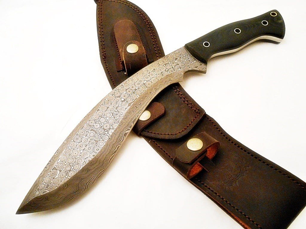 Image of Gurkha Kukri Knife-Handmade High Carbon Damascus Steel Machete/ Knife/ Sword- 15"