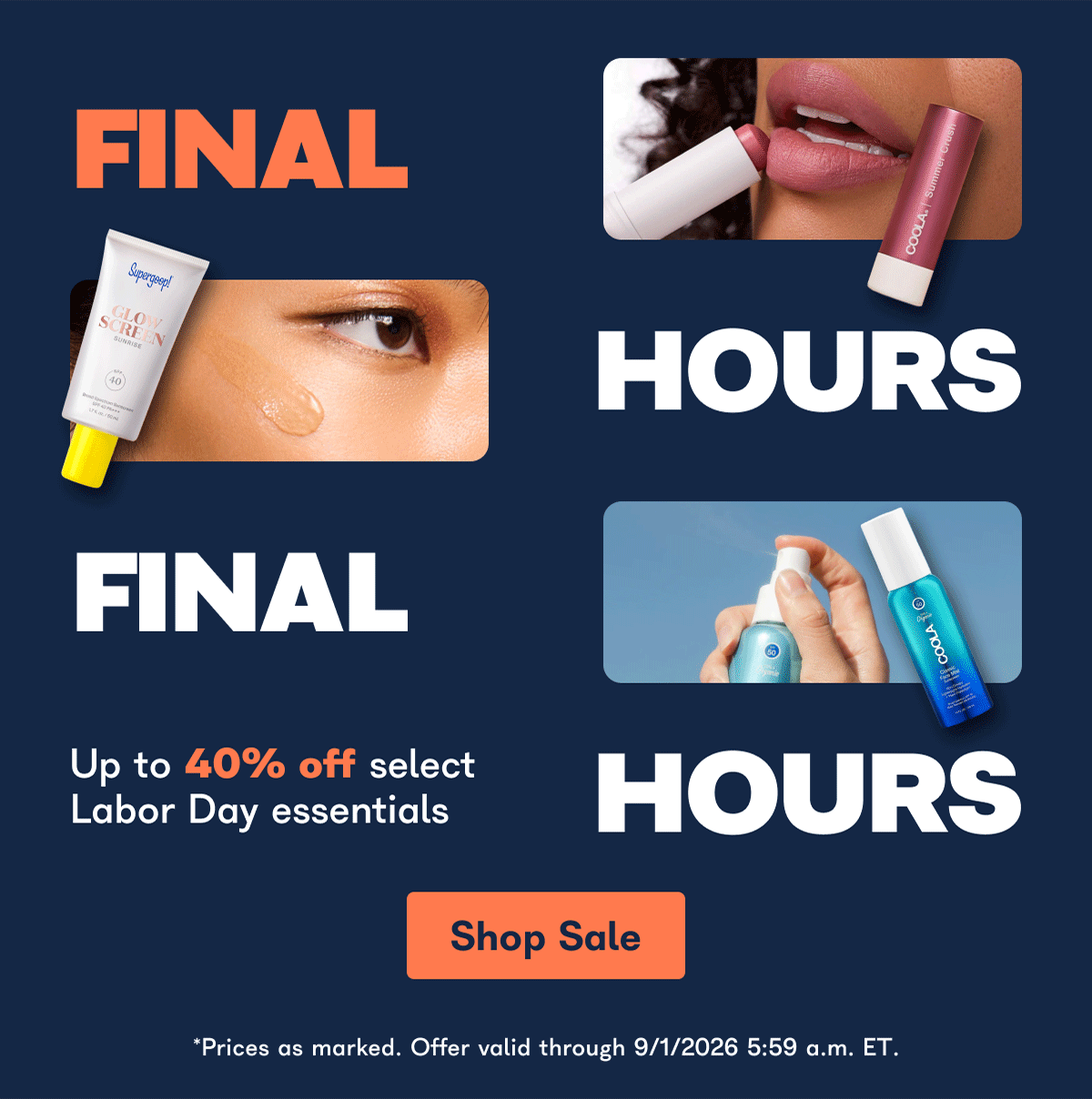 Final hours up to 40% off select Labor Day essentials