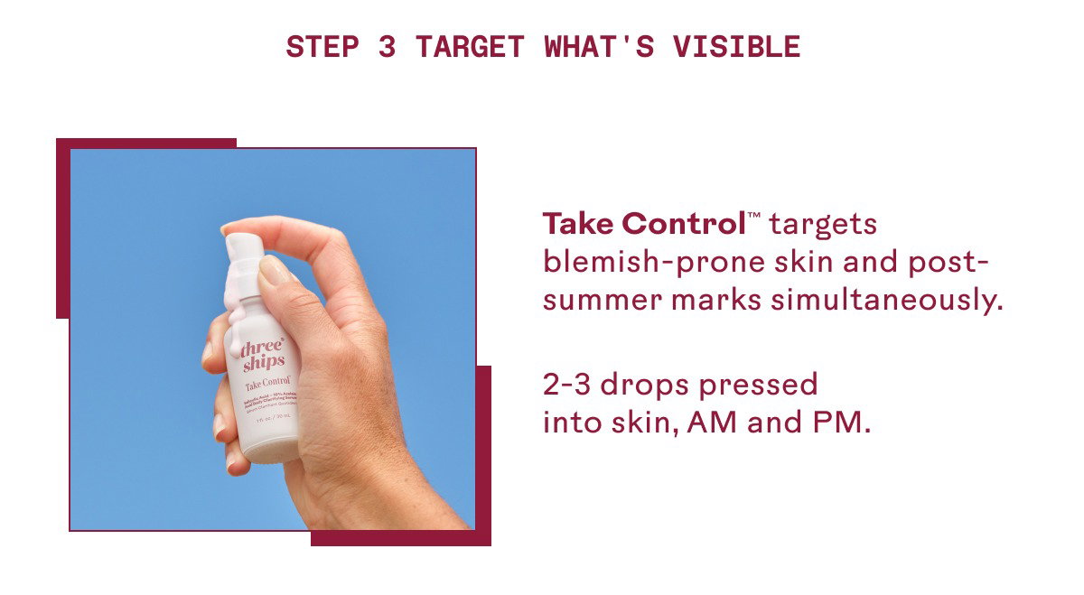 Take Control™ targets blemishes and clogged pores.