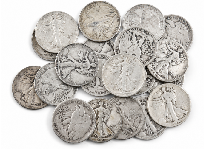 90% Silver Walking Liberty Half Dollars ($10 FV, Circulated)