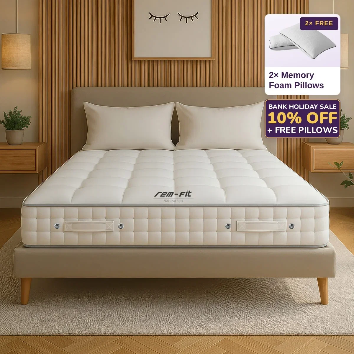 REM-Fit Natural Lux Hybrid Mattress - handmade wool hybrid - Bank Holiday Sale