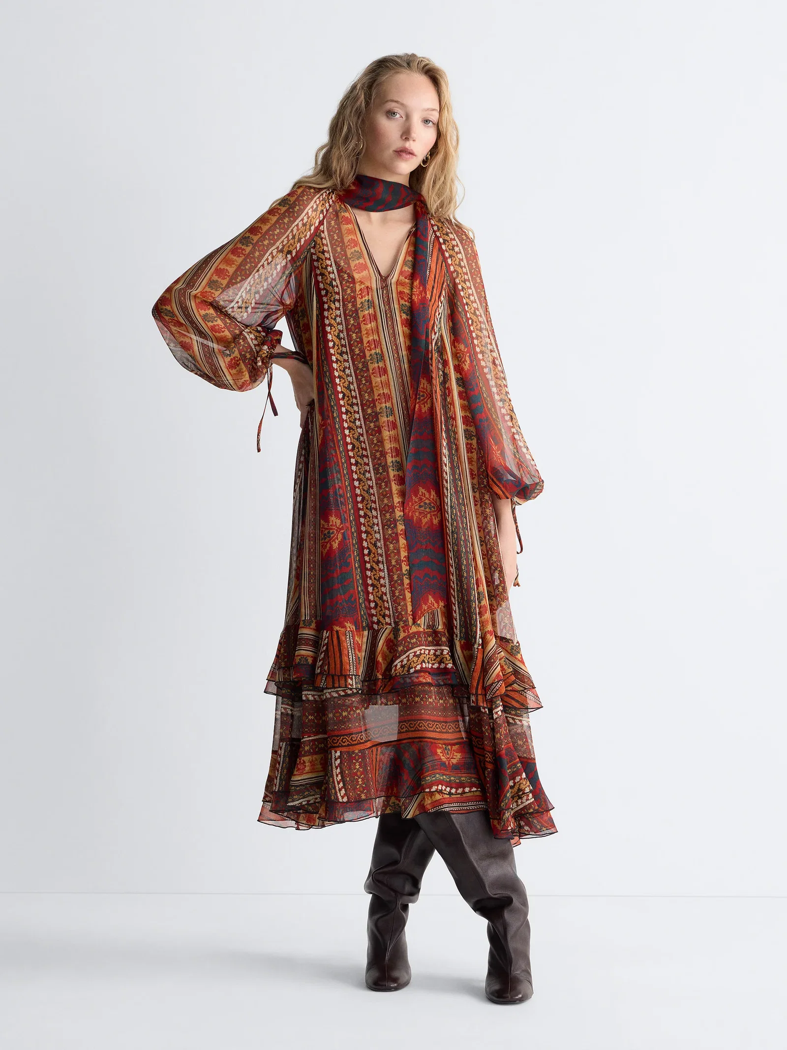 Image of Nadine Silk Chiffon Gown