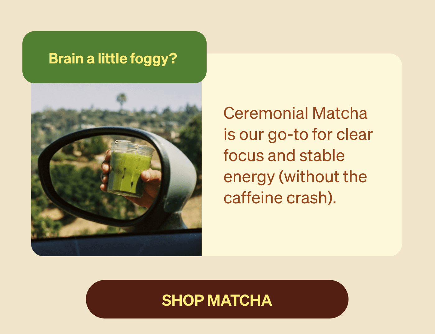 Brain a little foggy? Ceremonial Matcha is our go-to for clear focus and stable energy (without the caffeine crash). SHOP MATCHA