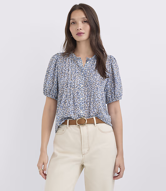 Garden Pintucked Puff Sleeve Blouse