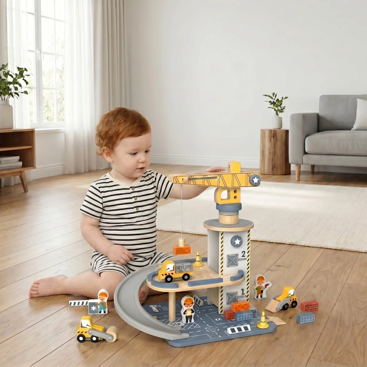 Image of Tooky Toy Port Crane Set Wooden Toys