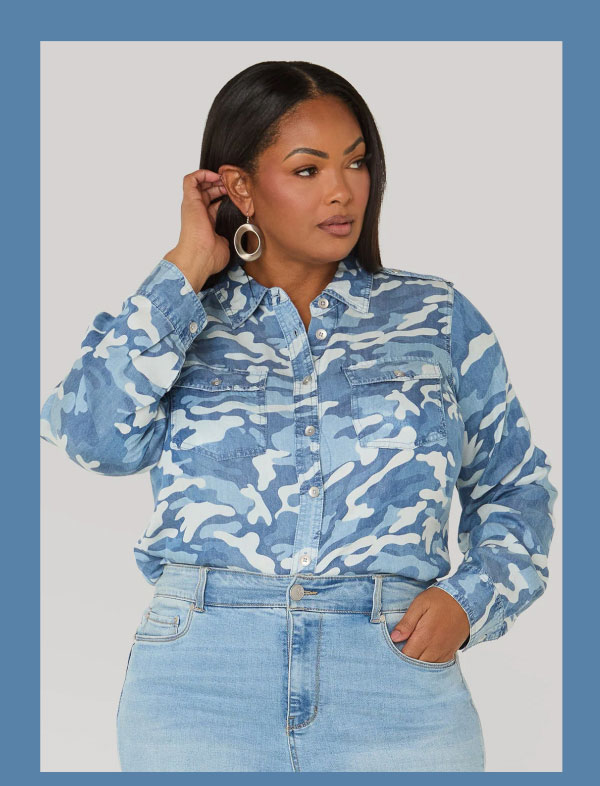 Camo Print Chambray Shirt