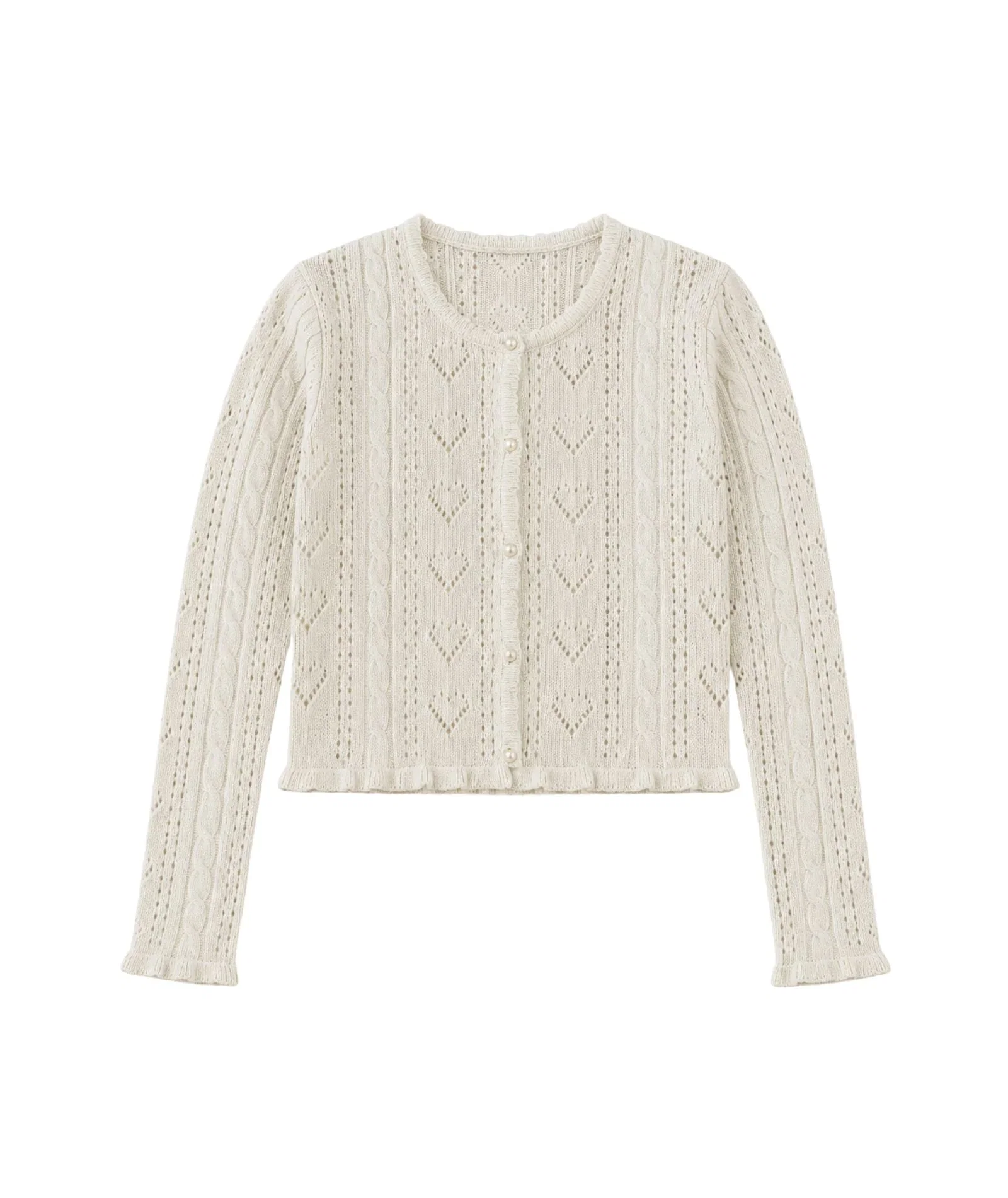 Image of Theme Girls Ayla Cardigan Pointelle Knit Hearts