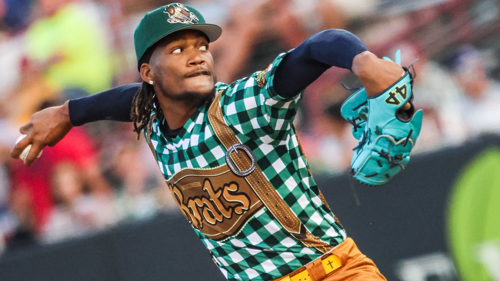 Abner Uribe in a Brats-themed uniform
