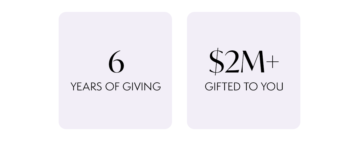 6 years of giving, $2M+ gifted you