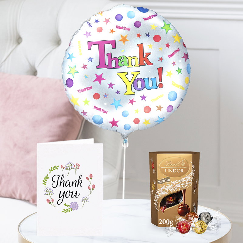 Image of Thank You Balloon, Lindor Assorted Truffles (200g) & Thank You Card