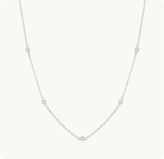 Lab Grown Diamond Station Necklace in Sterling Silver